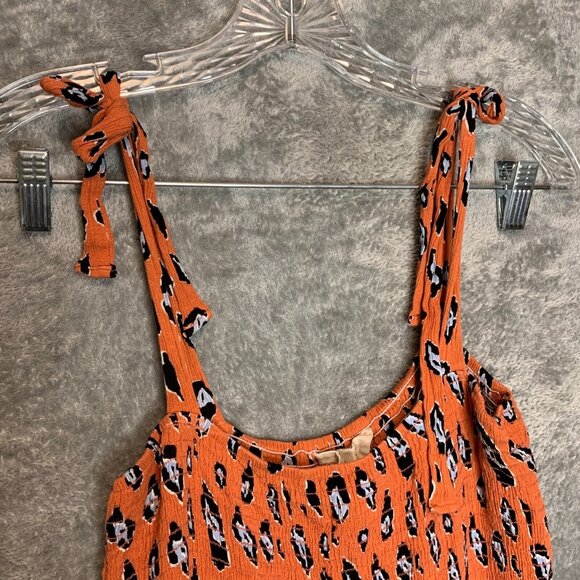 Fantastic Fawn Women Beach Animal Print Crepe Tie Shoulder Wide Leg Jumpsuit L - Picture 3 of 12